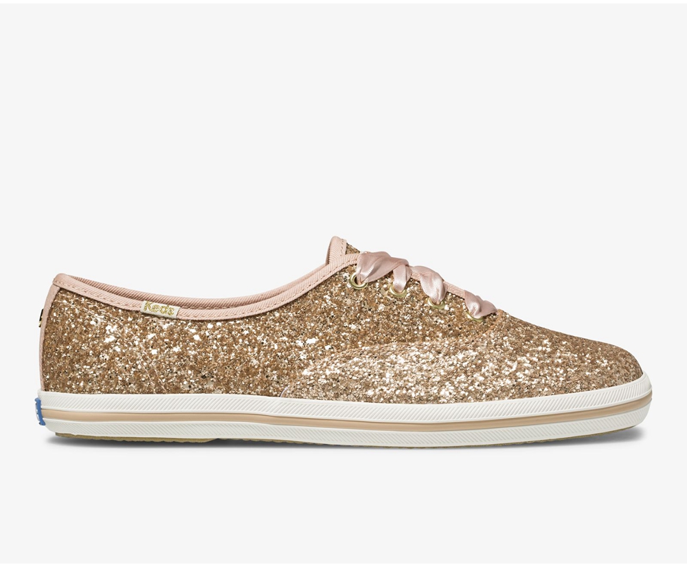 Keds Womens Sneakers Rose Gold - Kate Spade new york Champion Glitter - 831YECTKJ